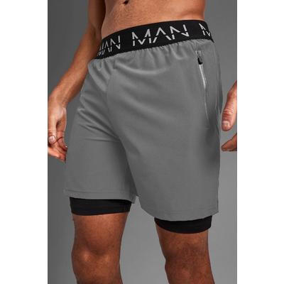 Gri Unisex Gym Ve Fitness Fitness Astarlı Taytlı Şort